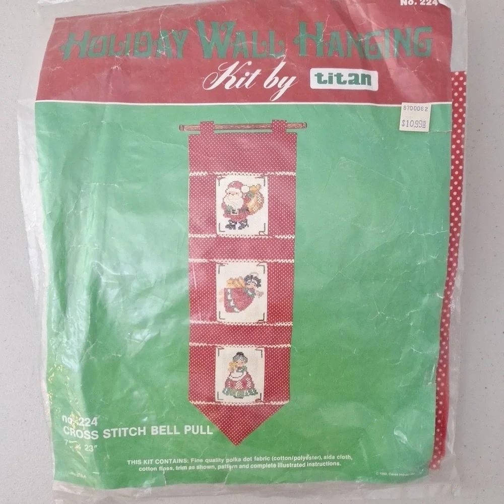 Vintage TITAN Holiday Stitchery Wall Hanging Kit No. 224 Christmas Cross Stitch